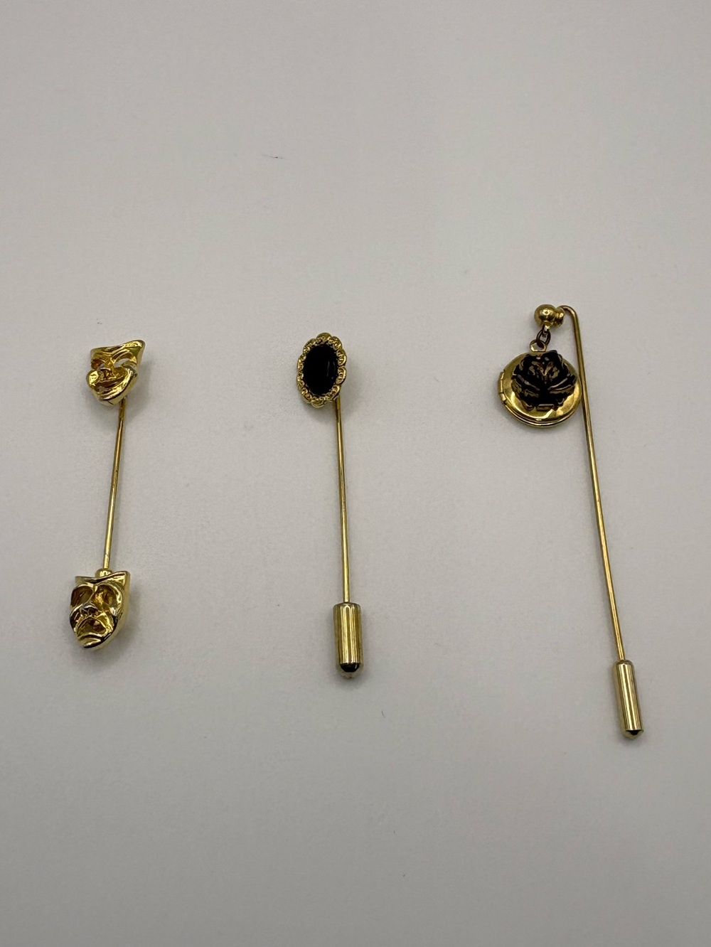 Gold-Tone Women's Stick Pin Set with Black Accent